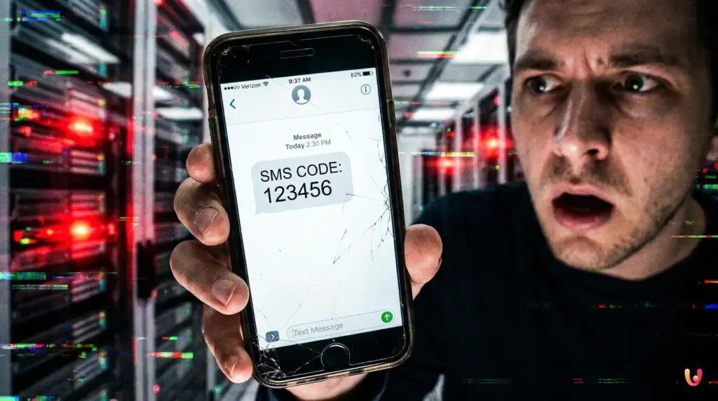 Smartphone hackeado que muestra los riesgos de la autenticaci&oacute;n de dos factores mediante SMS.