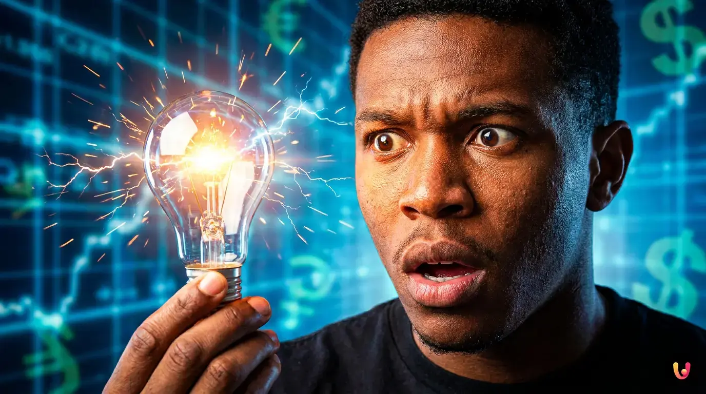 Tableau comparatif des offres d'&eacute;lectricit&eacute; avec une calculatrice et une ampoule.