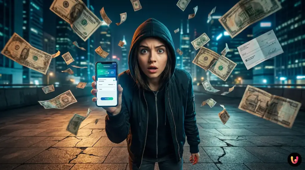 Grafica che mostra un bonifico istantaneo sicuro e veloce tra due smartphone.
