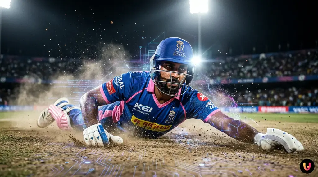 Match de cricket Rajasthan-Mumbai illustr&eacute; avec des graphiques de machine learning et d'IA.