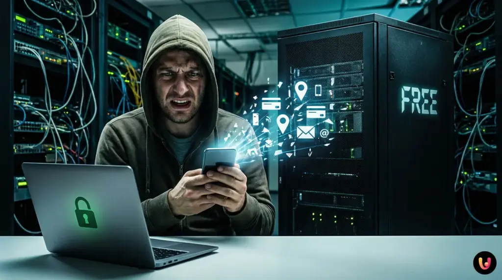Confronto visivo tra i livelli di sicurezza di una VPN gratuita e una VPN a pagamento.