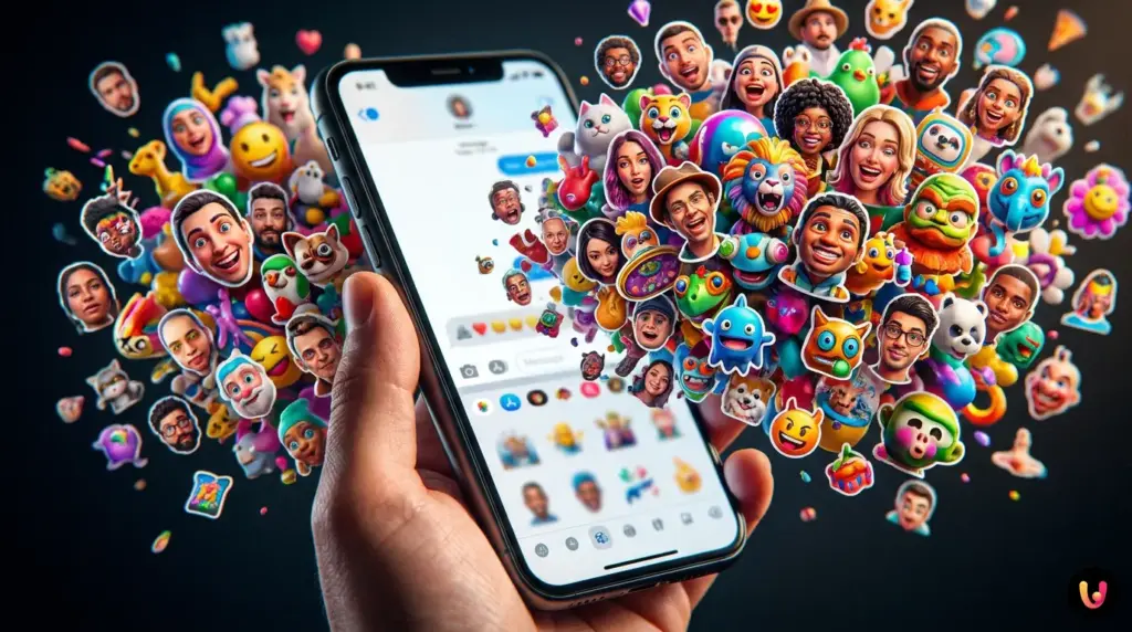 Creating custom stickers and AI avatars on WhatsApp chats using a smartphone.