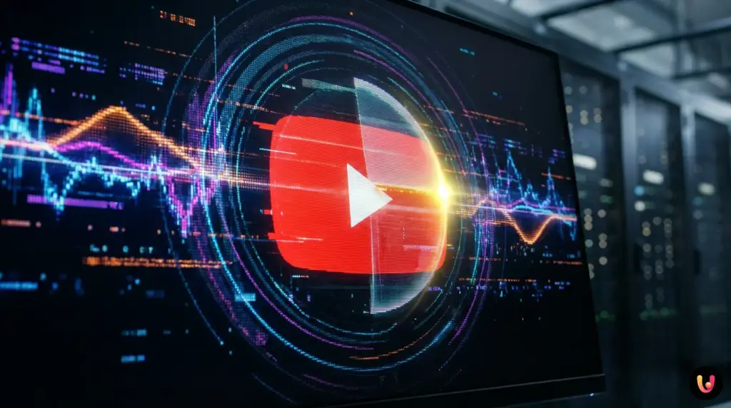 YouTube-Videoplayer auf einem Bildschirm mit dem neuen Warnhinweis f&uuml;r KI-generierte Inhalte.