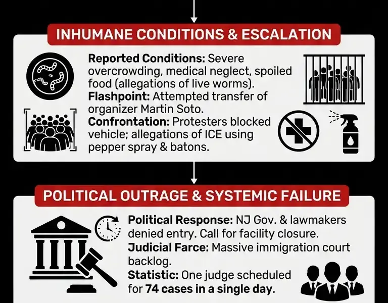 Infografica: 300 Delaney Hall Detainees Launch Hunger and Labor Strike