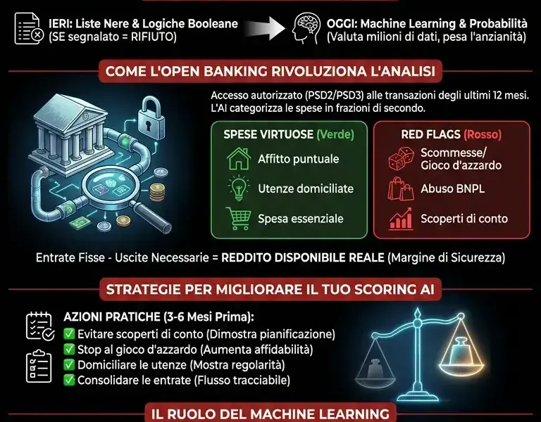 Infografica: AI e Credit Scoring: Come l'Intelligenza Artificiale Valuta i Cattivi Pagatori Oggi