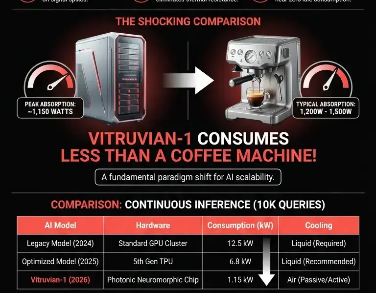 Infografica: AI Efficiency: The Energy Consumption of Vitruvian-1