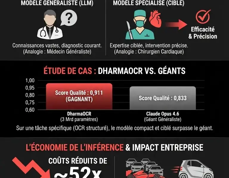 Infografica: Alignement distributionnel : les mod&egrave;les cibl&eacute;s surpassent les LLM g&eacute;n&eacute;ralistes