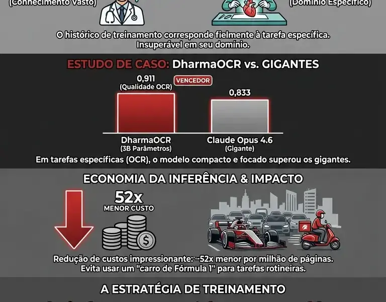 Infografica: Alinhamento distributivo: modelos direcionados superam LLMs generalistas