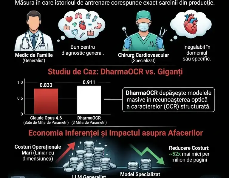 Infografica: Aliniere distribuțională: modelele specializate le depășesc pe cele LLM generaliste