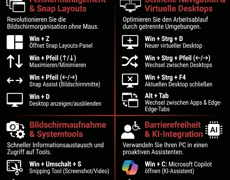 Infografica: Alle Windows 11 Tastaturk&uuml;rzel: Der vollst&auml;ndige Leitfaden