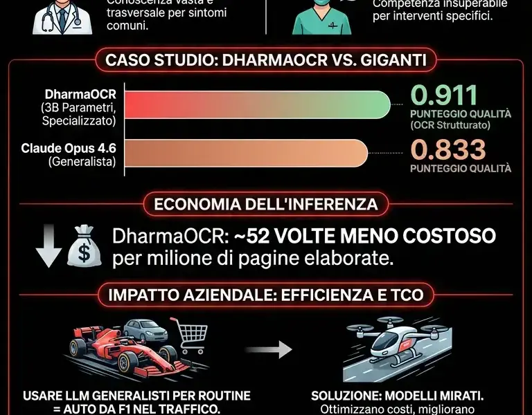 Infografica: Allineamento distributivo: modelli mirati superano i LLM generalisti