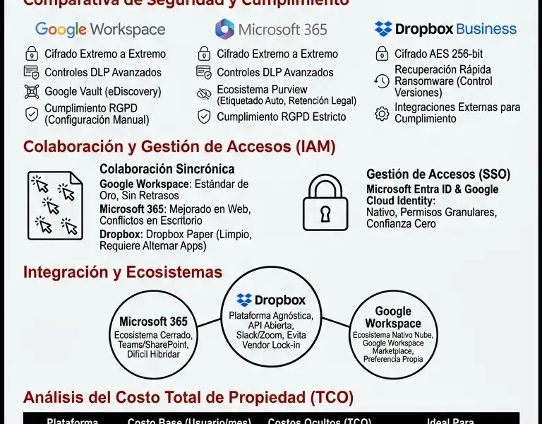 Infografica: Almacenamiento en la nube para empresas: Google Workspace vs. Microsoft 365 vs. Dropbox