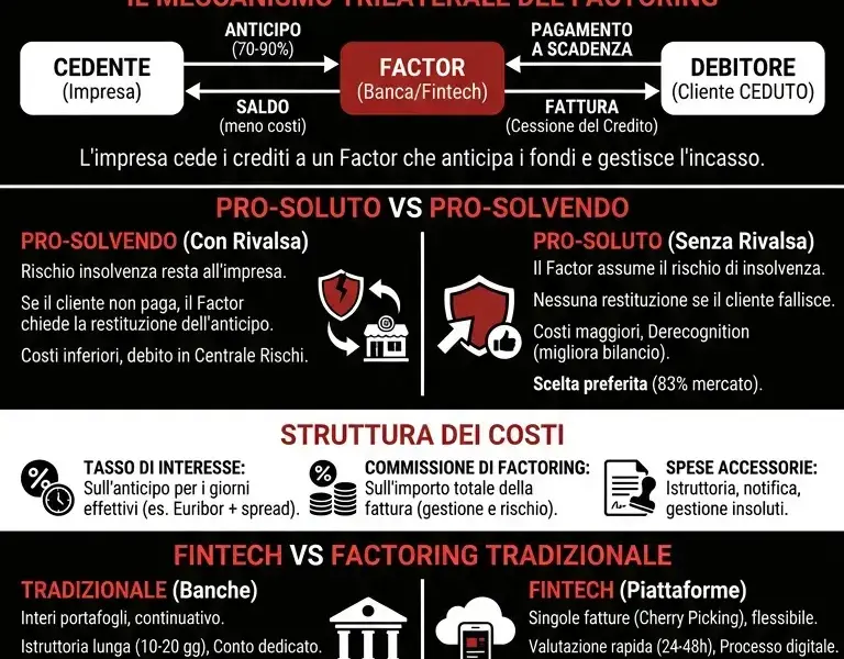 Infografica: Anticipo Fatture e Factoring: Guida Definitiva per Smobilizzare i Crediti Commerciali