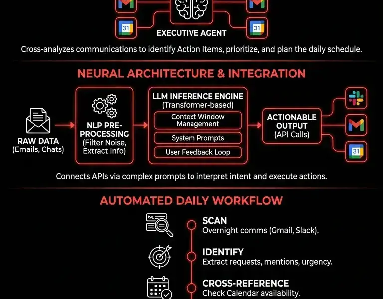Infografica: Architecture of an AI agent for proactive task extraction