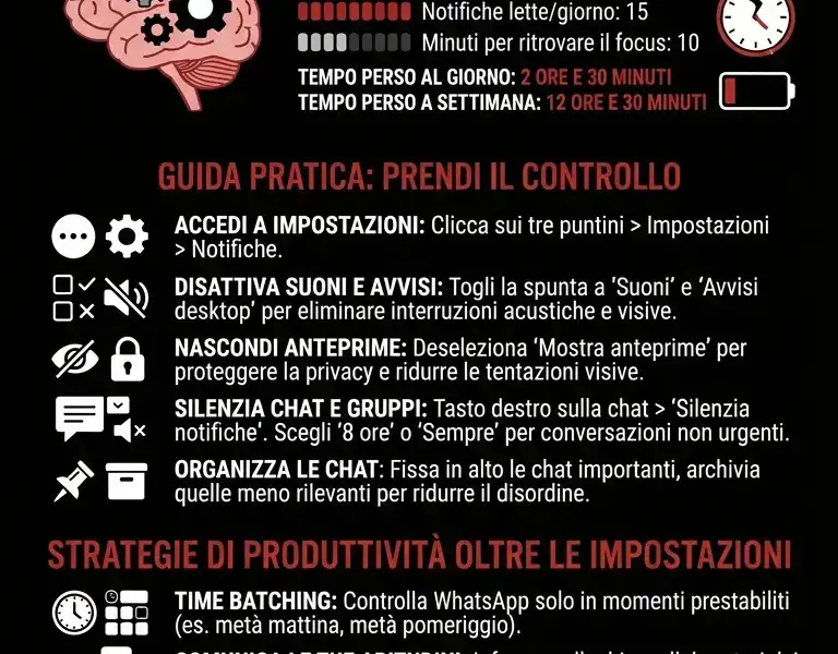 Infografica: Gestire le Notifiche di WhatsApp Web per Non Essere Distratti