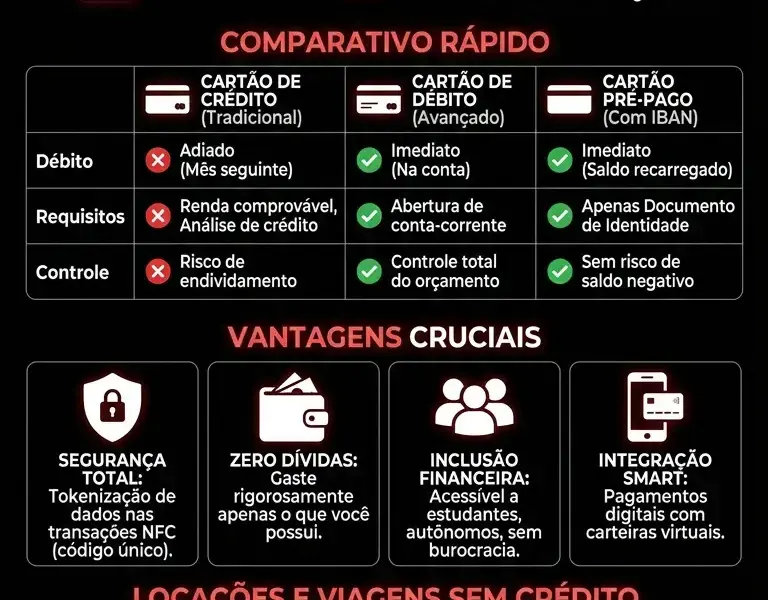 Infografica: As melhores alternativas ao cart&atilde;o de cr&eacute;dito: cart&otilde;es pr&eacute;-pagos e cart&otilde;es de d&eacute;bito contactless.