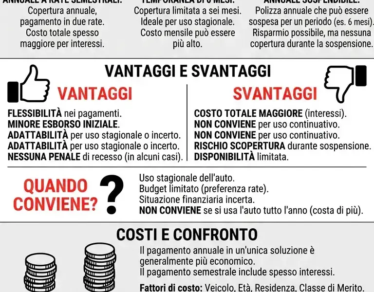 Infografica: Assicurazione auto semestrale: come funziona? Quando conviene?