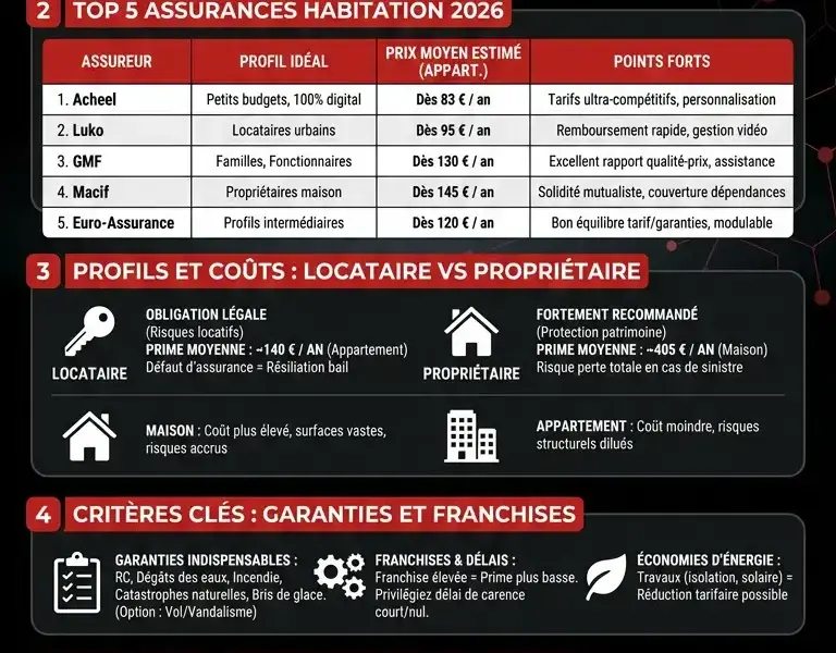 Infografica: Assurance habitation pas ch&egrave;re 2026 : comparatif des meilleures offres