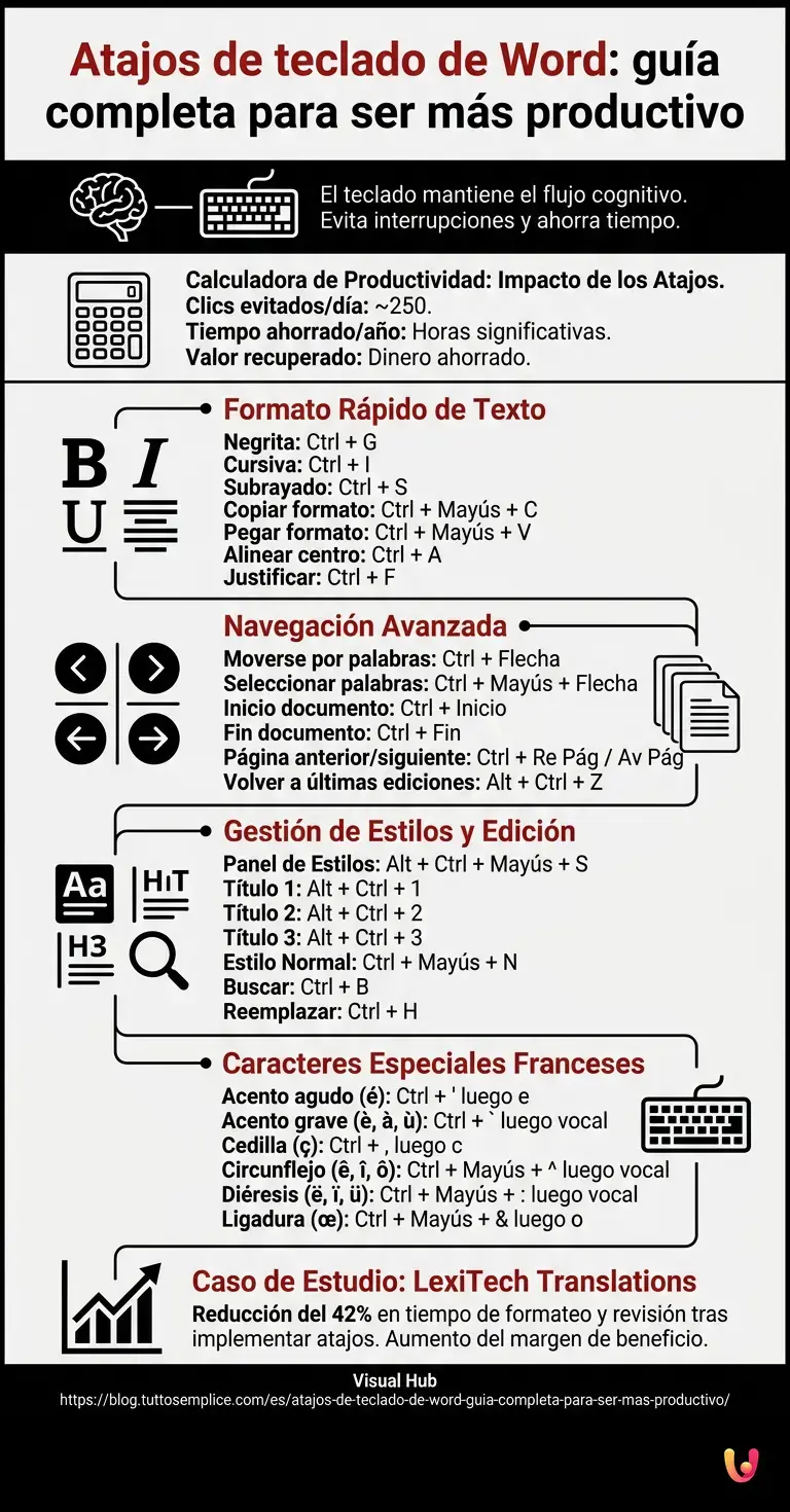Atajos de teclado de Word: gu&iacute;a completa para ser m&aacute;s productivo - Infograf&iacute;a resumen