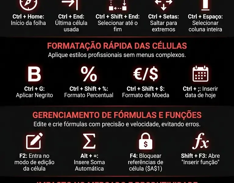 Infografica: Atalhos de teclado do Excel: os 50 mais &uacute;teis para trabalhar rapidamente