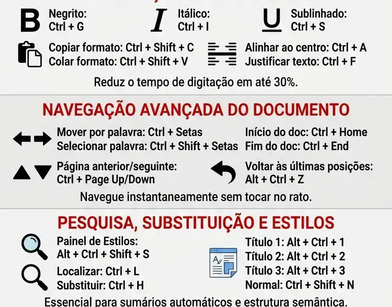 Infografica: Atalhos de teclado do Word: guia completo para ser mais produtivo