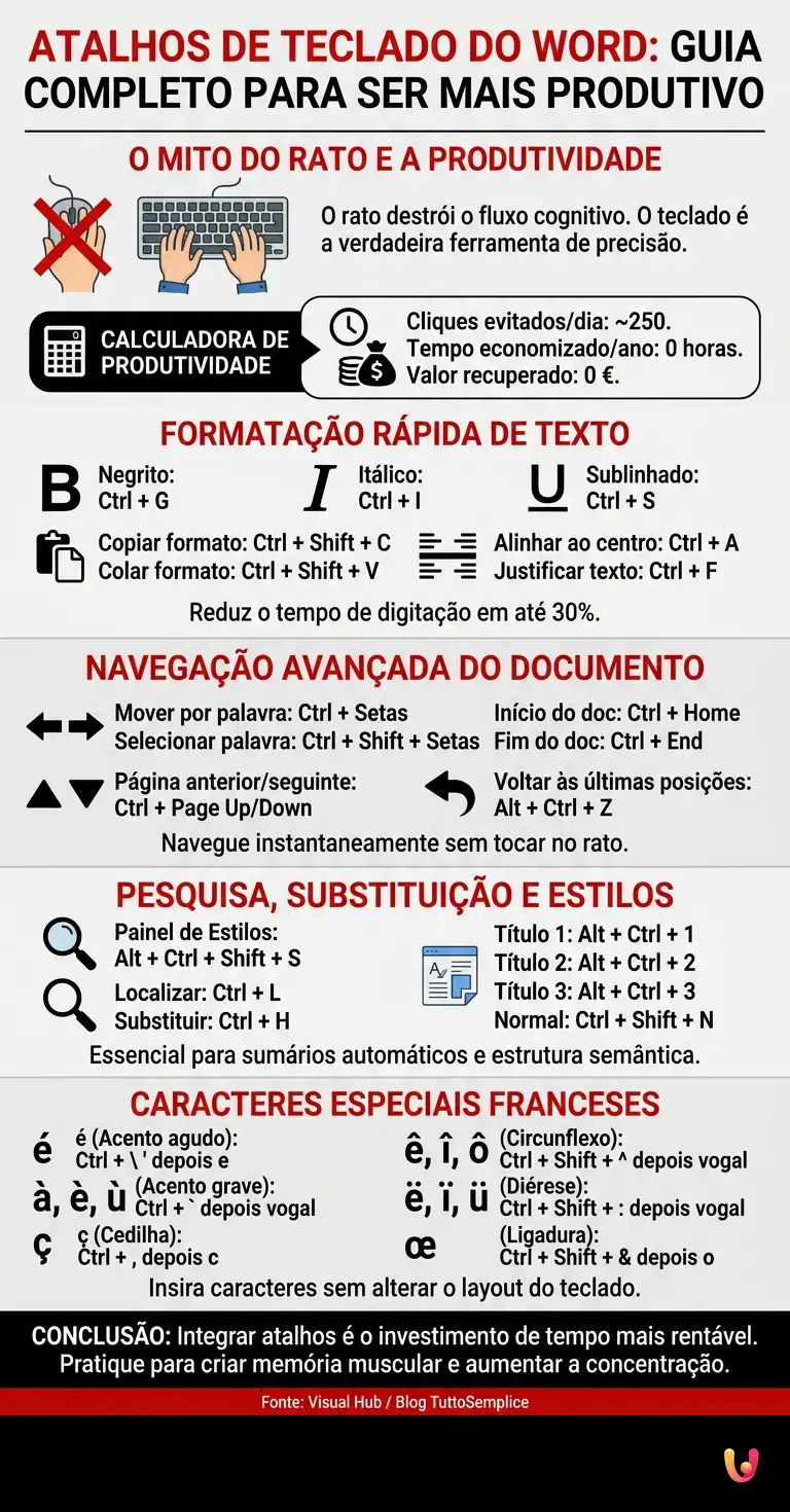 Atalhos de teclado do Word: guia completo para ser mais produtivo - Infogr&aacute;fico resumido
