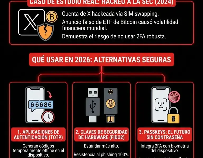 Infografica: Autenticaci&oacute;n de dos factores: por qu&eacute; los SMS no son suficientes y qu&eacute; usar en 2026