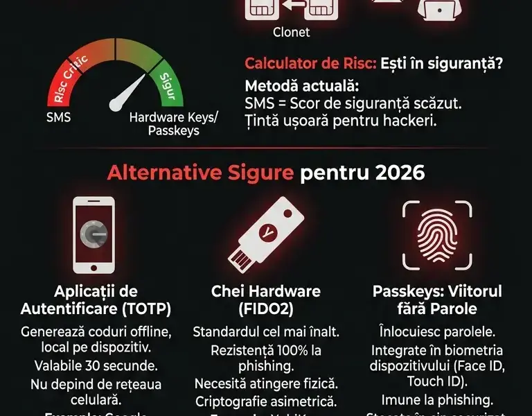 Infografica: Autentificare cu doi factori: De ce SMS-urile nu sunt suficiente și ce să folosiți &icirc;n 2026