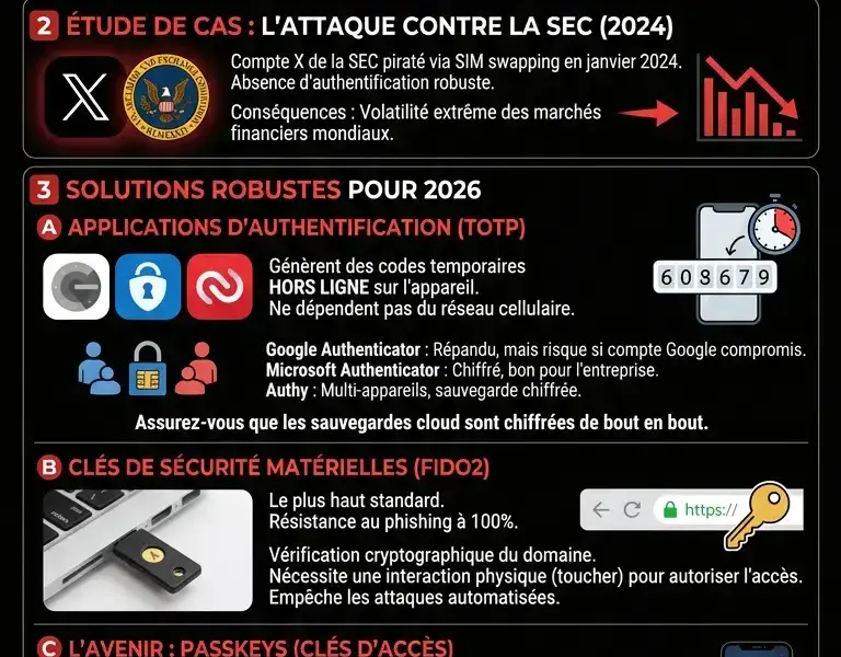 Infografica: Authentification &agrave; deux facteurs&nbsp;: pourquoi les SMS ne suffisent pas et quelles solutions utiliser en 2026