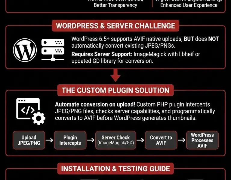 Infografica: AVIF WordPress Optimization: Guide and Custom Plugin