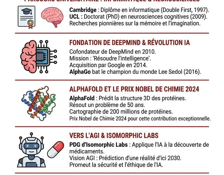Infografica: Biographie de Demis Hassabis : le g&eacute;nie derri&egrave;re Google DeepMind et le prix Nobel