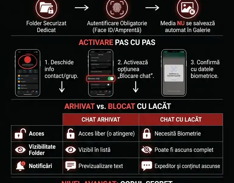 Infografica: Bloccarea conversațiilor pe WhatsApp: Ghidul definitiv pentru a ascunde conversațiile