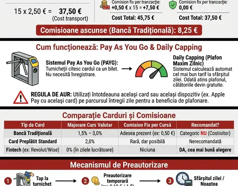 Infografica: Călătoriile &icirc;n străinătate cu un card contactless: transport și comisioane