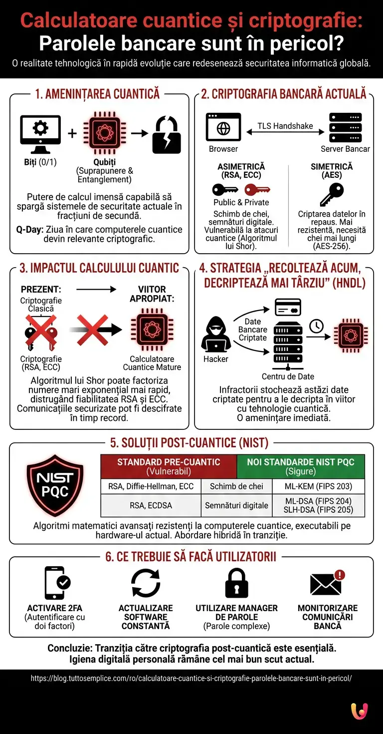 Calculatoare cuantice și criptografie: Parolele bancare sunt &icirc;n pericol? - Infografic rezumativ