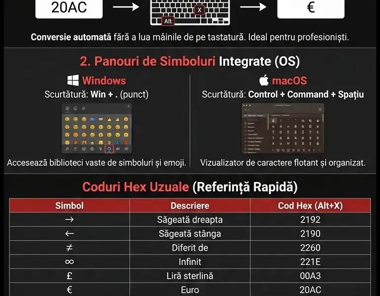 Infografica: Caractere Unicode: cum să inserezi orice simbol &icirc;n text