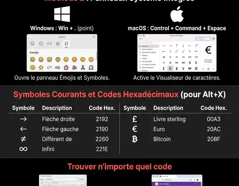 Infografica: Caract&egrave;res Unicode&nbsp;: comment ins&eacute;rer n&rsquo;importe quel symbole dans un texte