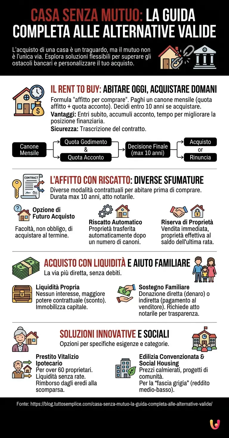 Casa senza mutuo: la guida completa alle alternative valide - Infografica riassuntiva