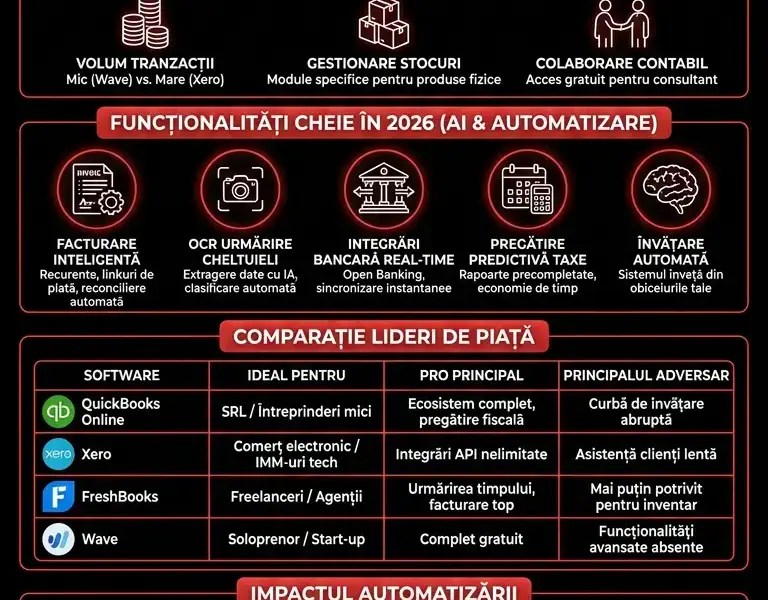 Infografica: Cele mai bune programe de contabilitate pentru freelanceri și IMM-uri: Comparație 2026
