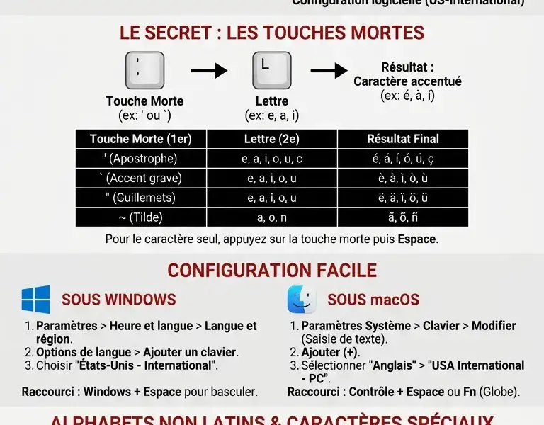 Infografica: Clavier international : comment le configurer pour &eacute;crire dans plusieurs langues