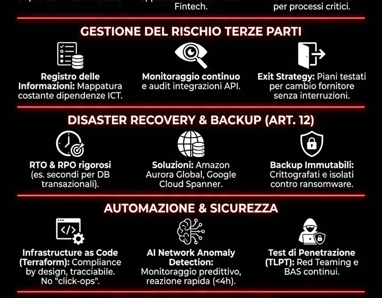 Infografica: Cloud Computing e DORA: Guida alla compliance dora fintech su AWS e Google Cloud