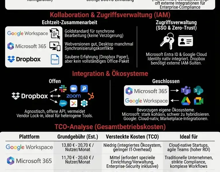 Infografica: Cloud-Speicher f&uuml;r Unternehmen: Google Workspace vs. Microsoft 365 vs. Dropbox