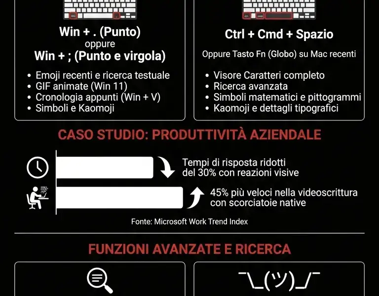 Infografica: Come digitare emoji da tastiera su Windows e Mac