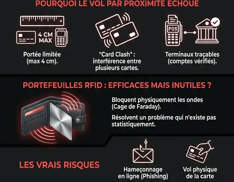 Infografica: Comment bloquer et prot&eacute;ger votre carte sans contact : les portefeuilles RFID sont-ils n&eacute;cessaires ?