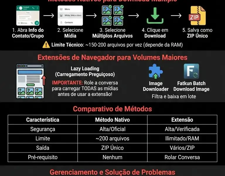 Infografica: Como Baixar Fotos e V&iacute;deos em Massa do WhatsApp Web: Guia de Download em Lote