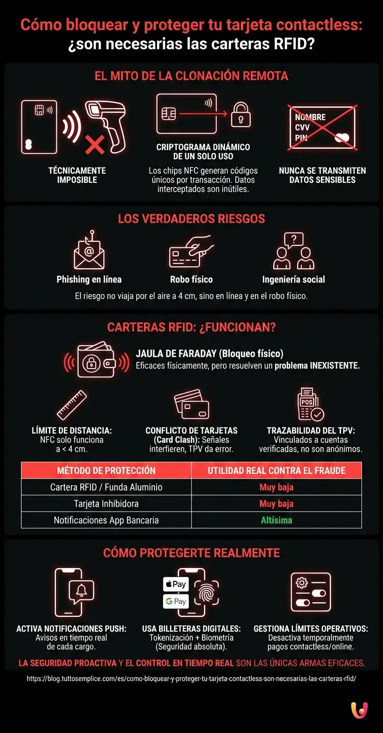 C&oacute;mo bloquear y proteger tu tarjeta contactless: &iquest;son necesarias las carteras RFID? - Infograf&iacute;a resumen