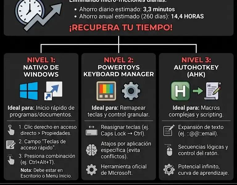 Infografica: C&oacute;mo crear atajos de teclado personalizados en Windows: Gu&iacute;a avanzada