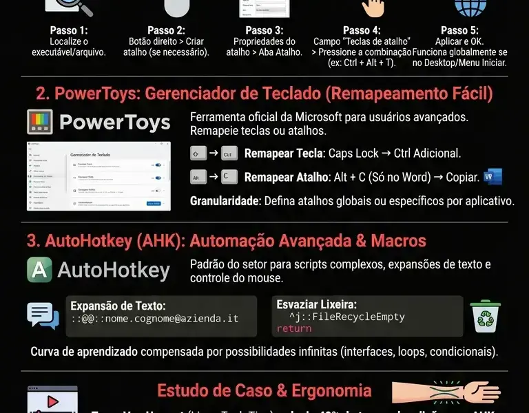 Infografica: Como criar atalhos de teclado personalizados no Windows: Guia Avan&ccedil;ado