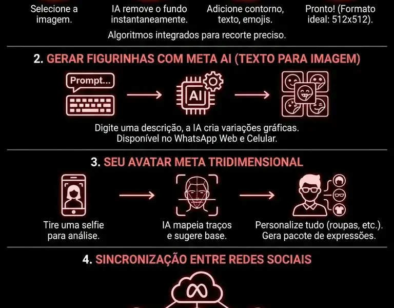Infografica: Como Criar Stickers Personalizados e Avatares de IA Diretamente pelo App