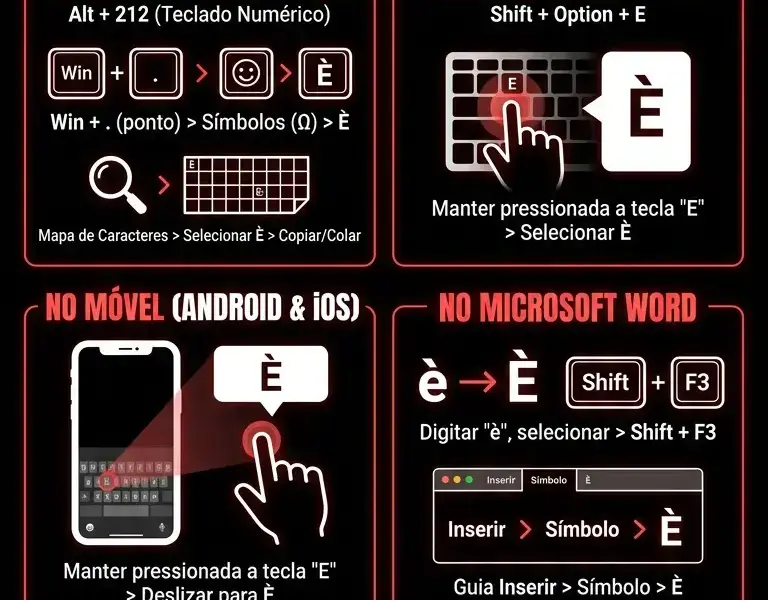 Infografica: Como Digitar a Letra E Mai&uacute;scula (&Egrave;): Guia Definitivo