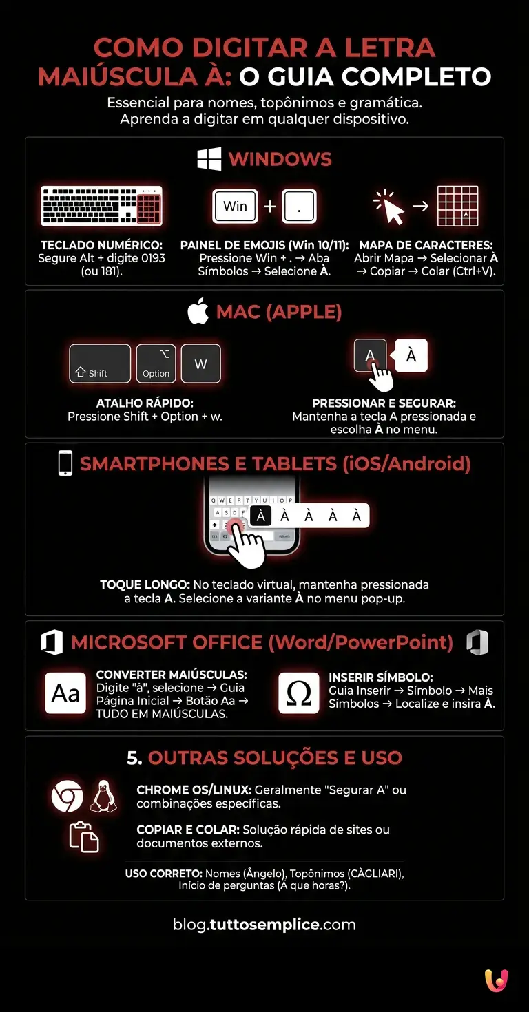 Como digitar a letra mai&uacute;scula &Agrave;: o guia completo - Infogr&aacute;fico resumido